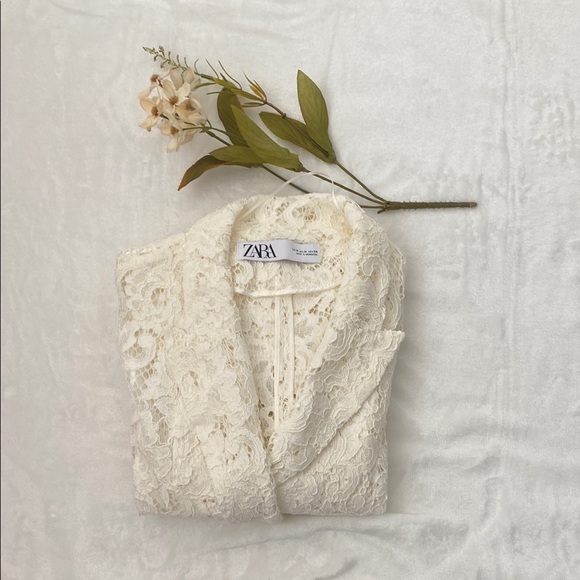 Zara Elegant White Lace Blazer - Picture 10 of 14